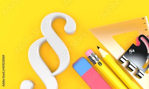 Paragraph symbol with school tools