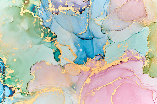 Vloeibare kunst. Abstracte kleurrijke achtergrond, behang. Acrylverf mengen. Moderne kunst. Marmeren textuur. Alcoholinktkleuren doorschijnend