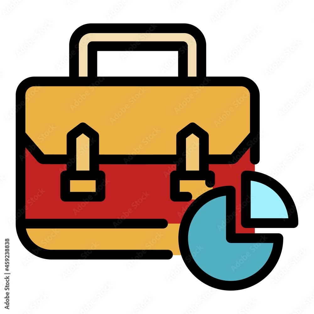 Suitcase and chart icon. Outline suitcase and chart vector icon color flat isolated Suitcase and chart icon. Outline suitcase and chart vector icon color flat isolated