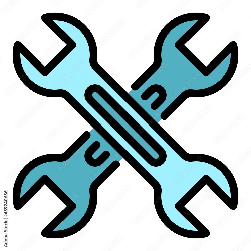 Crossed fixed key icon. Outline crossed fixed key vector icon color flat isolated Crossed fixed key icon. Outline crossed fixed key vector icon color flat isolated