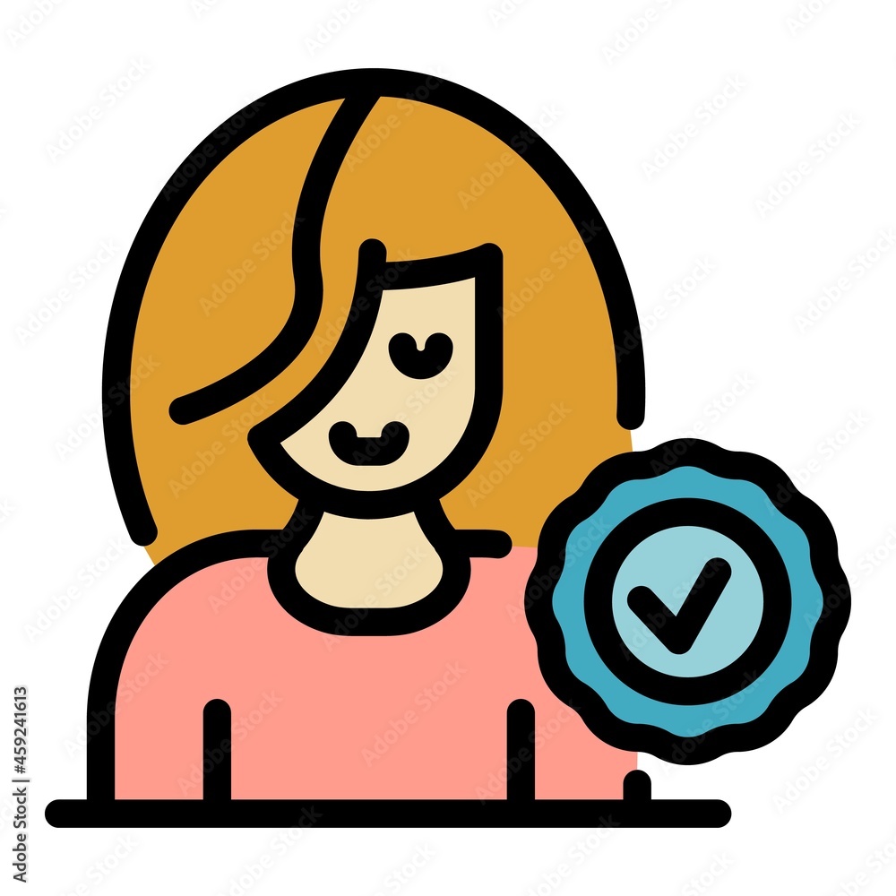Approved tourism manager icon. Outline approved tourism manager vector icon color flat isolated Approved tourism manager icon. Outline approved tourism manager vector icon color flat isolated