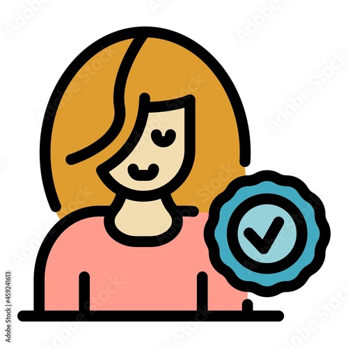 Approved tourism manager icon. Outline approved tourism manager vector icon color flat isolated