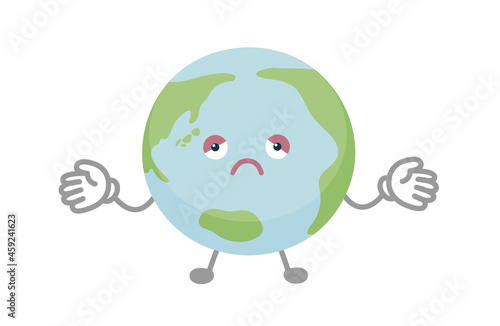 地球のキャラクターのベクター イラスト（困る）