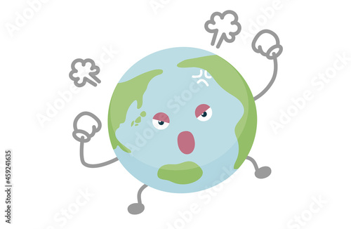 地球のキャラクターのベクター イラスト（怒る）