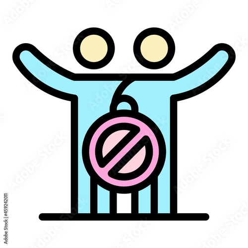 No hugs icon. Outline no hugs vector icon color flat isolated