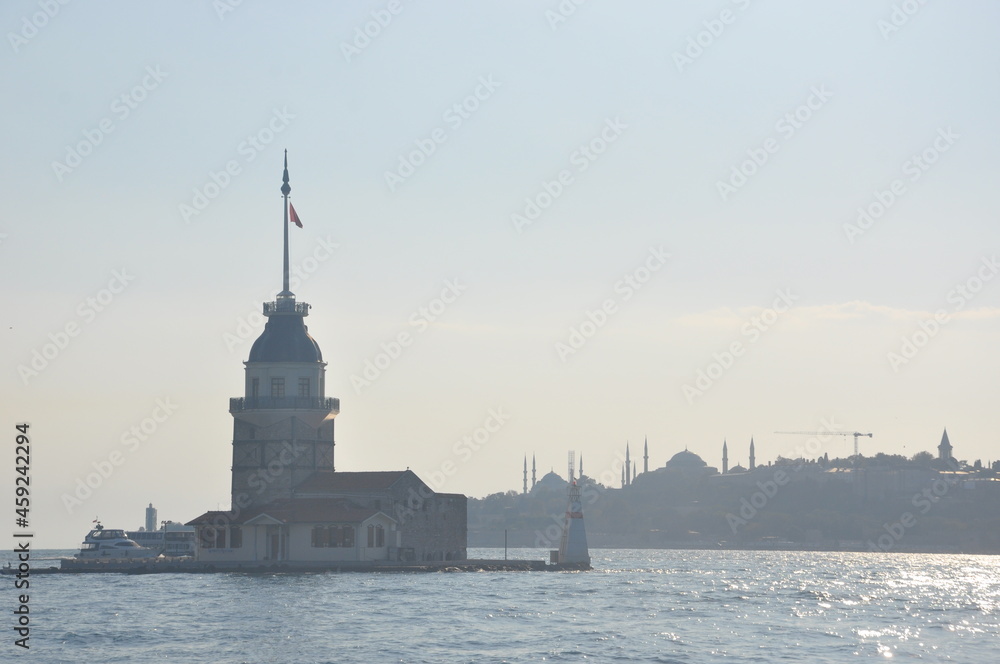 maiden's tower with some mosques maiden's tower with some mosques