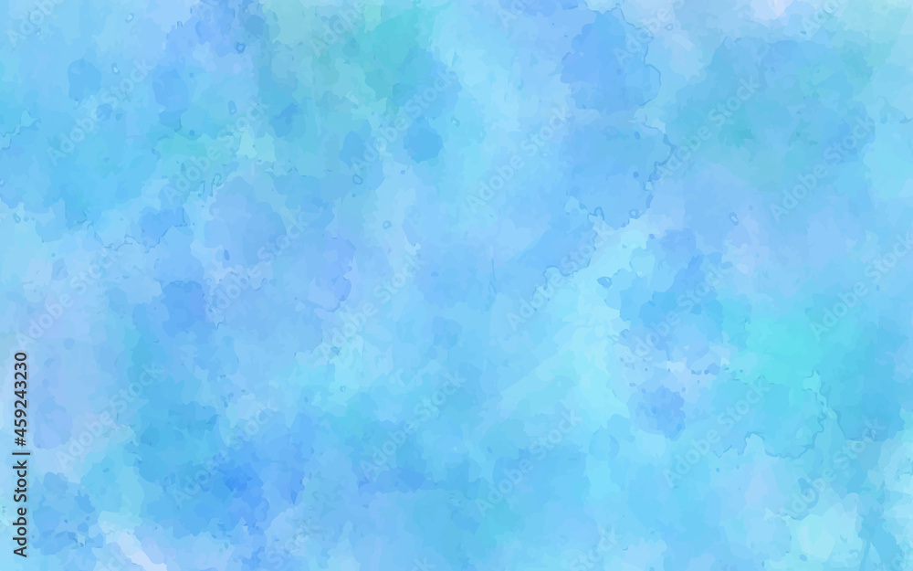 Watercolor background in blue and white painting with cloudy distressed texture grunge, soft fog or hazy lighting and pastel colors 