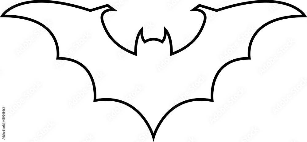 Bat icon. Flitter mouse. Rattle mouse. Vampire. Vector art. Black and white. White background. One line art. Bat icon. Flitter mouse. Rattle mouse. Vampire. Vector art. Black and white. White background. One line art.