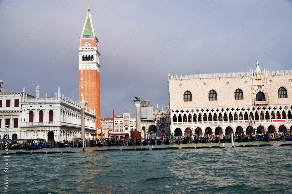 Panoramic view of Piazza San Marco from the canal in Venice. October 12, 2014, Venice, Italy.