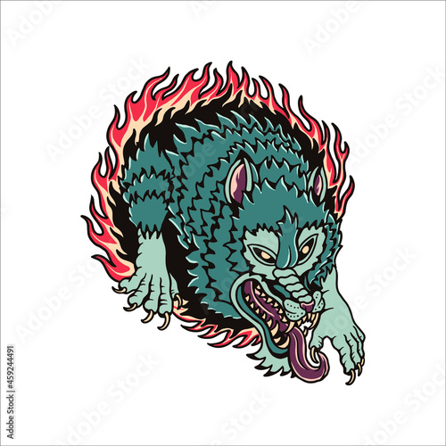 beast tattoo illustration vector design