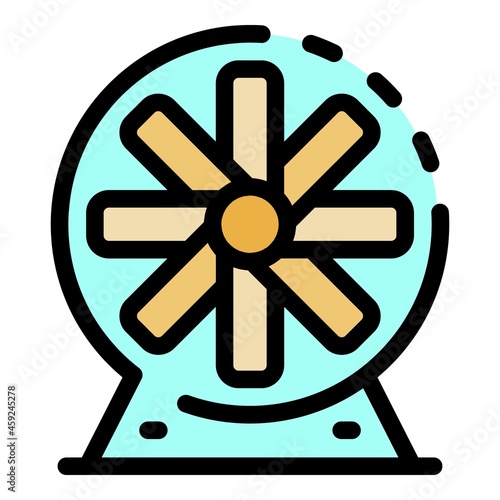 Industrial fan icon. Outline industrial fan vector icon color flat isolated