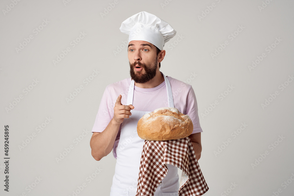 man in chef's uniform fresh bread gourmet baked goods cooking man in chef's uniform fresh bread gourmet baked goods cooking