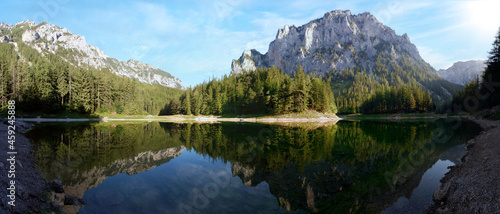 Calm lake in the alps in the morning