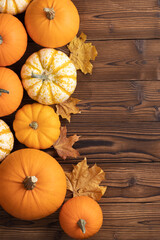 Pumpkins with fall leaves