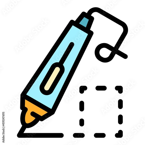 3d doodler pen icon. Outline 3d doodler pen vector icon color flat isolated
