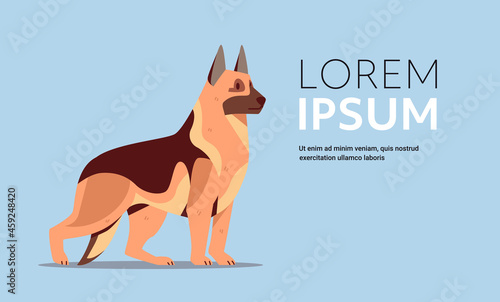 german shepherd icon cute dog furry human friends domestic animals concept full length