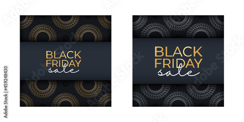 Navy Blue Friday Sale Promotional Promotion Template With Luxurious Ornament photo