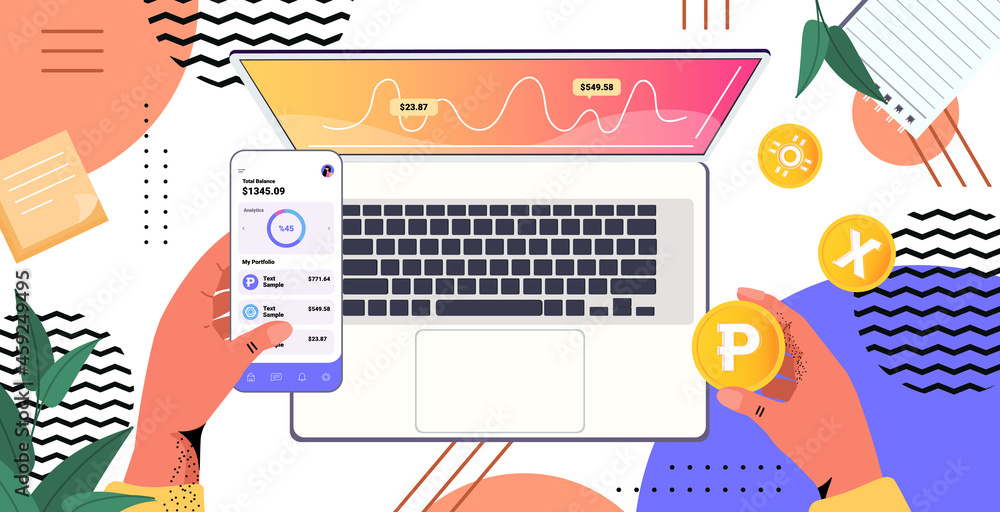 human hands using cryptocurrency mining application on digital gadgets virtual money transfer app human hands using cryptocurrency mining application on digital gadgets virtual money transfer app