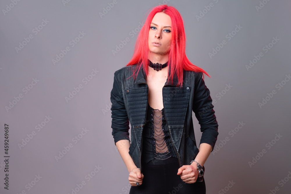 Subtle Kitsch Kitsch style, fashion of the future. mixing styles. A young woman Stock ...