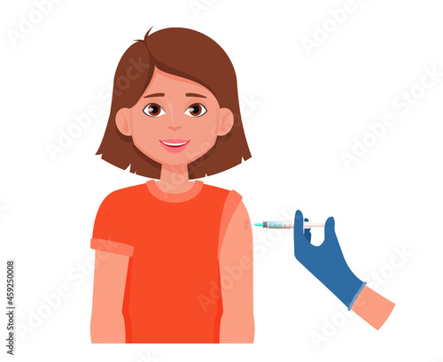 A woman get the vaccine. Vector illustration
