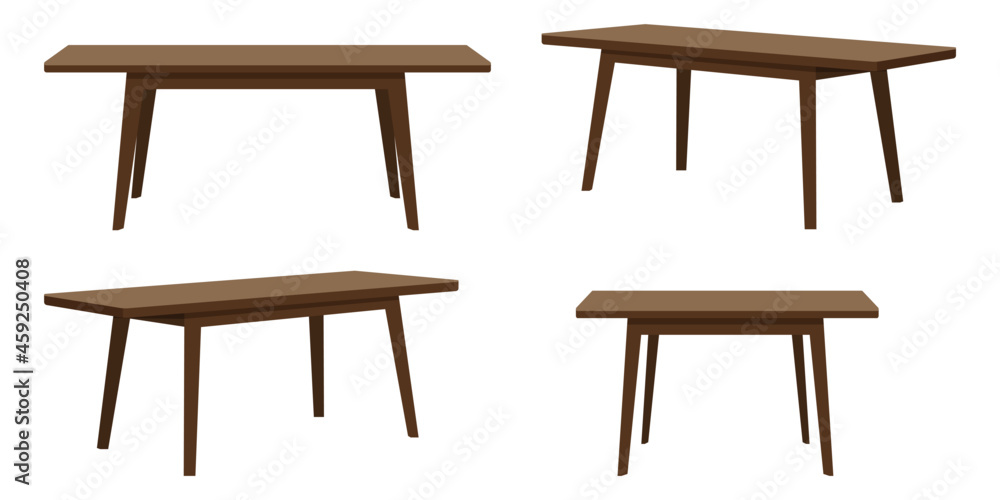cartoon wooden office table isolated with different position and pose in white background cartoon wooden office table isolated with different position and pose in white background