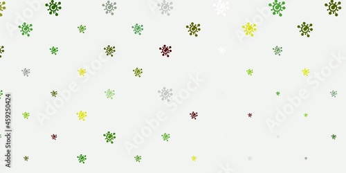 Light Green, Yellow vector background with covid-19 symbols.