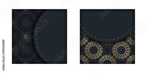 Photography Black color brochure template with luxury gold ornaments for your brand