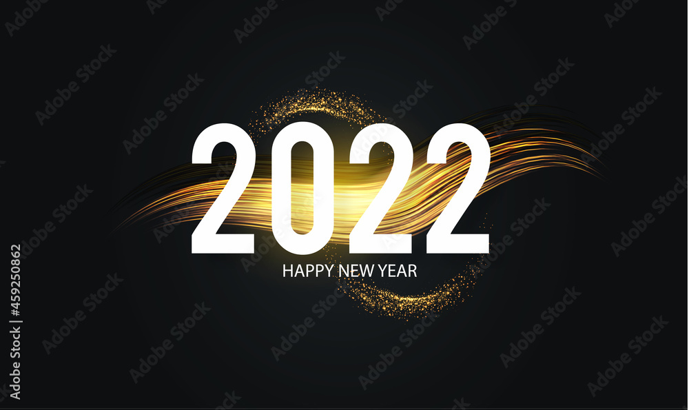 Happy 2022 New Year Elegant Christmas congratulation with light effect