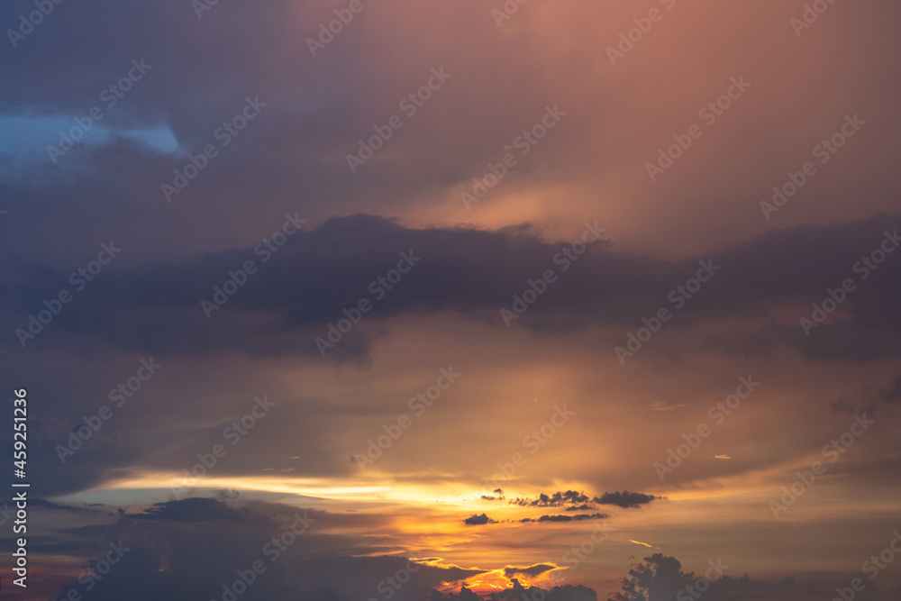 Dramatic sunset or sunrise sky with clouds