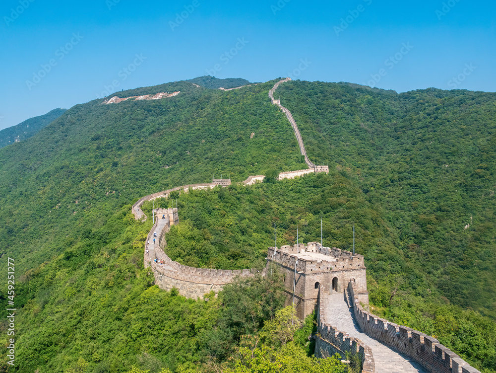 View the Great Wall of china at Mutianyu in the summer, beijing, China, Asia, stock photo