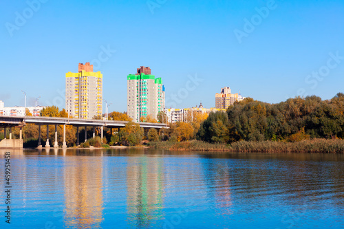 Riverside city scenery . Rybnitsa is a town in Transnistria in Moldova 