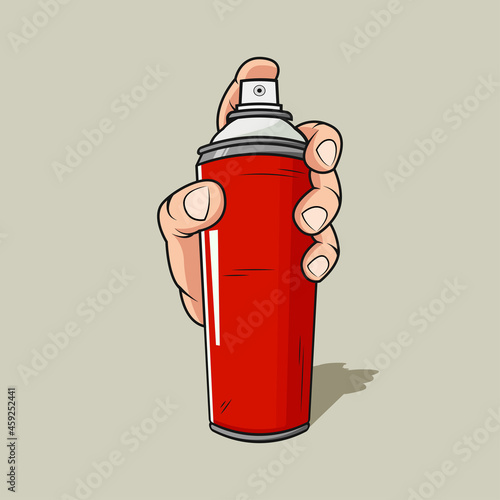 Hand holding spray paint can vector graphics