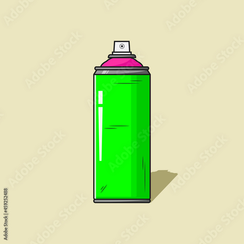 Flat design green spray paint can vector graphics