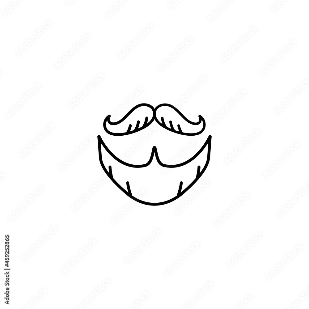 Naklejka premium Mustache and beard outline flat icon vector