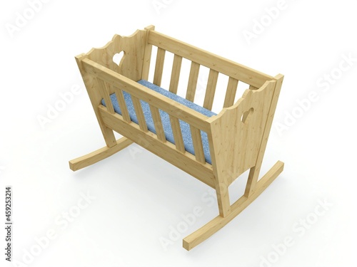 Rocking Cradle with Mattress, 3D model.