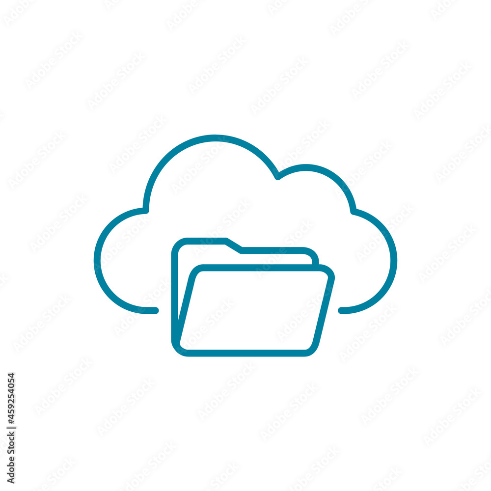 Cloud folder line icon. Upload and download data. Online file management service. Cloud computing online storage. Infrastructure as a service IaaS. Document backup. Vector illustration, flat, clip art Cloud folder line icon. Upload and download data. Online file management service. Cloud computing online storage. Infrastructure as a service IaaS. Document backup. Vector illustration, flat, clip art