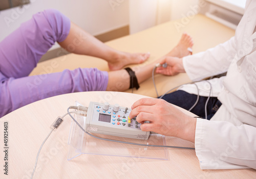 Patient nerves testing using electromyography at medical center