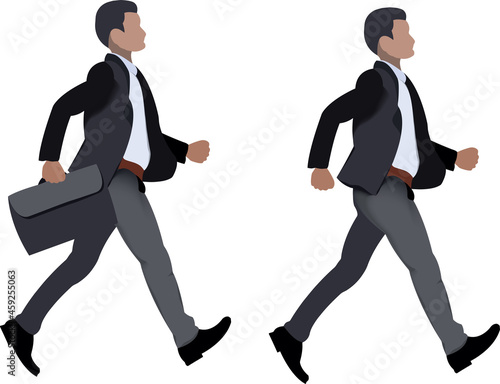 distinguished person with bag walks quickly