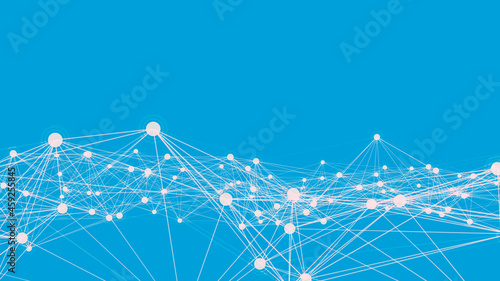 connection network shape. 3d render wire connected technology isolated on blue background.