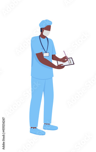 General practitioner semi flat color vector character. Standing figure. Full body person on white. Doctor isolated modern cartoon style illustration for graphic design and animation