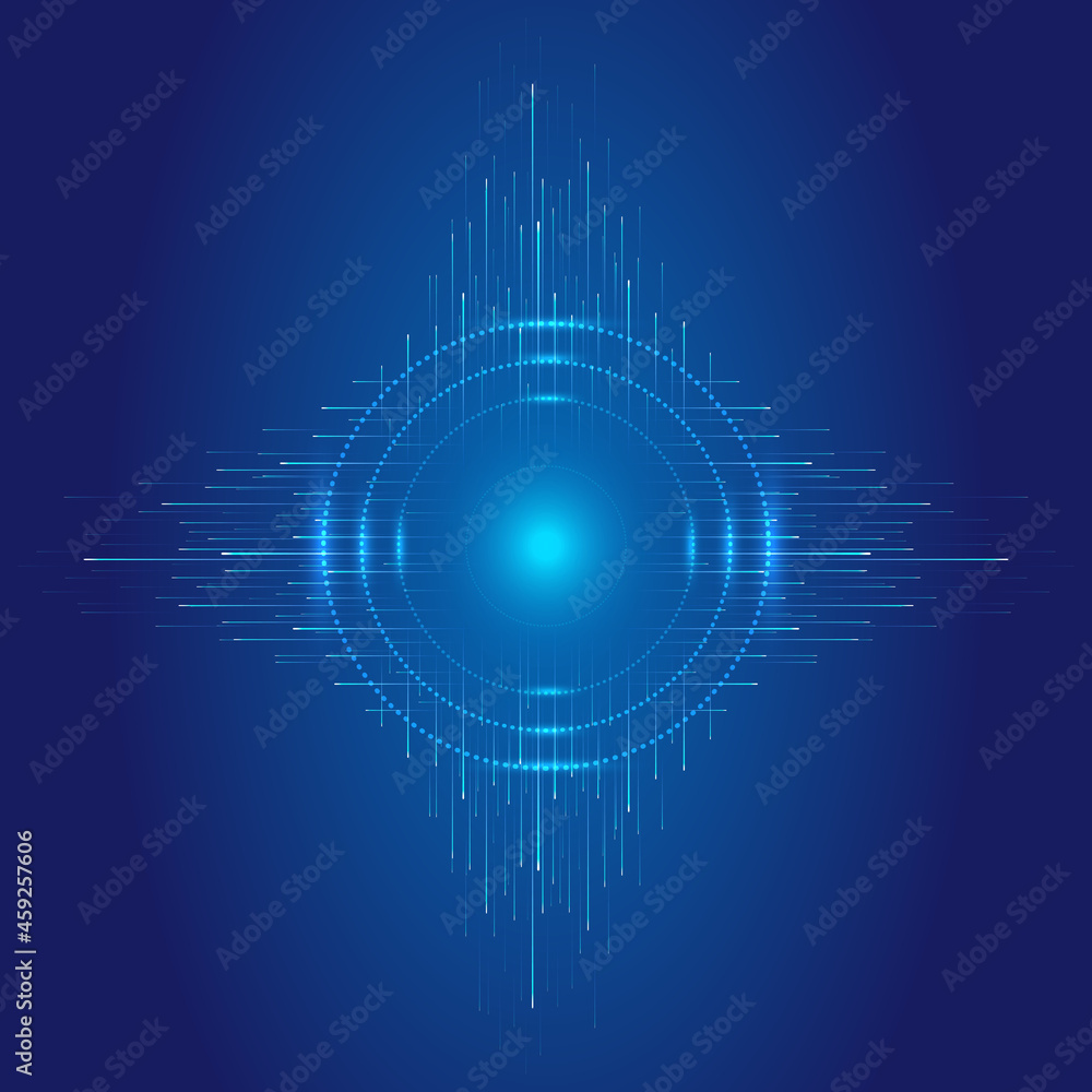 Luminescent dot coil with ray Internet technology background