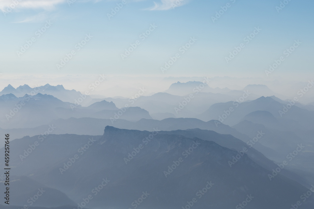 Mountains in mist in Austrian Alps Mountains in mist in Austrian Alps