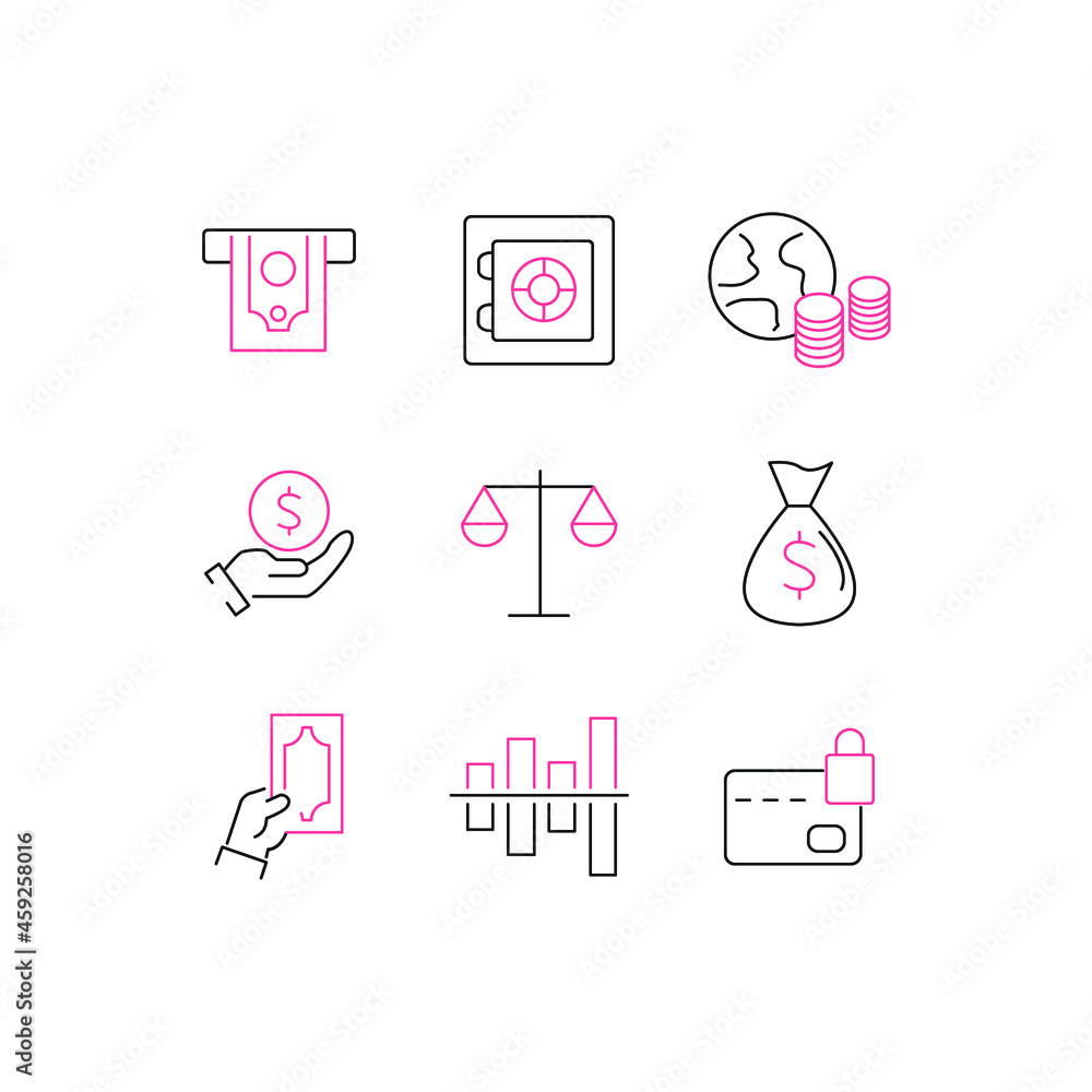 Finance icons set. Finance pack symbol vector elements for infographic web