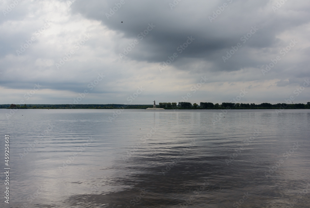 Rybinsk reservoir. View of the monument Mother Volga river Volga Rybinsk, Yaroslavl Oblast