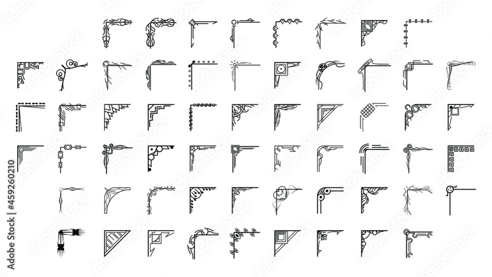 Set Hand Draw Of Corners Different Shapes Flower Decoration Vector Design Doodle Sketch Style For Wedding And Banner Set Hand Draw Of Corners Different Shapes Flower Decoration Vector Design Doodle Sketch Style For Wedding And Banner