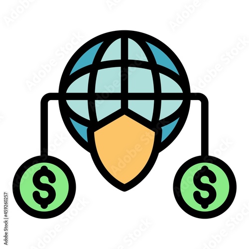 Global credit crisis icon. Outline global credit crisis vector icon color flat isolated