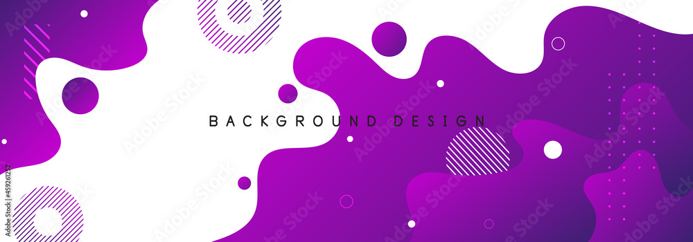 Liquid abstract background. Blue fluid vector banner template for social media, web sites. Wavy shapes
