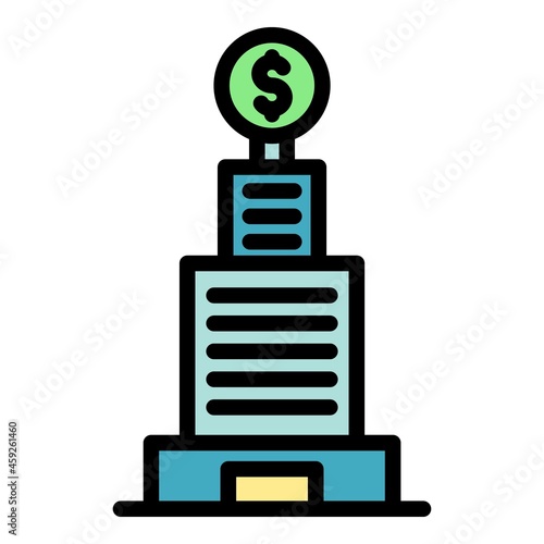 City big credit bank building icon. Outline city big credit bank building vector icon color flat isolated