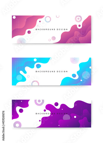 Abstract liquid vector backgrounds. Set of colorful gradient minimal banners for social media, web sites