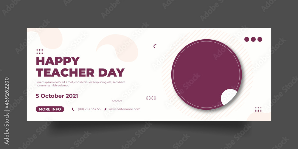 Naklejka premium Teacher Day Facebook Cover Social Media Post and Web Banner Template. 